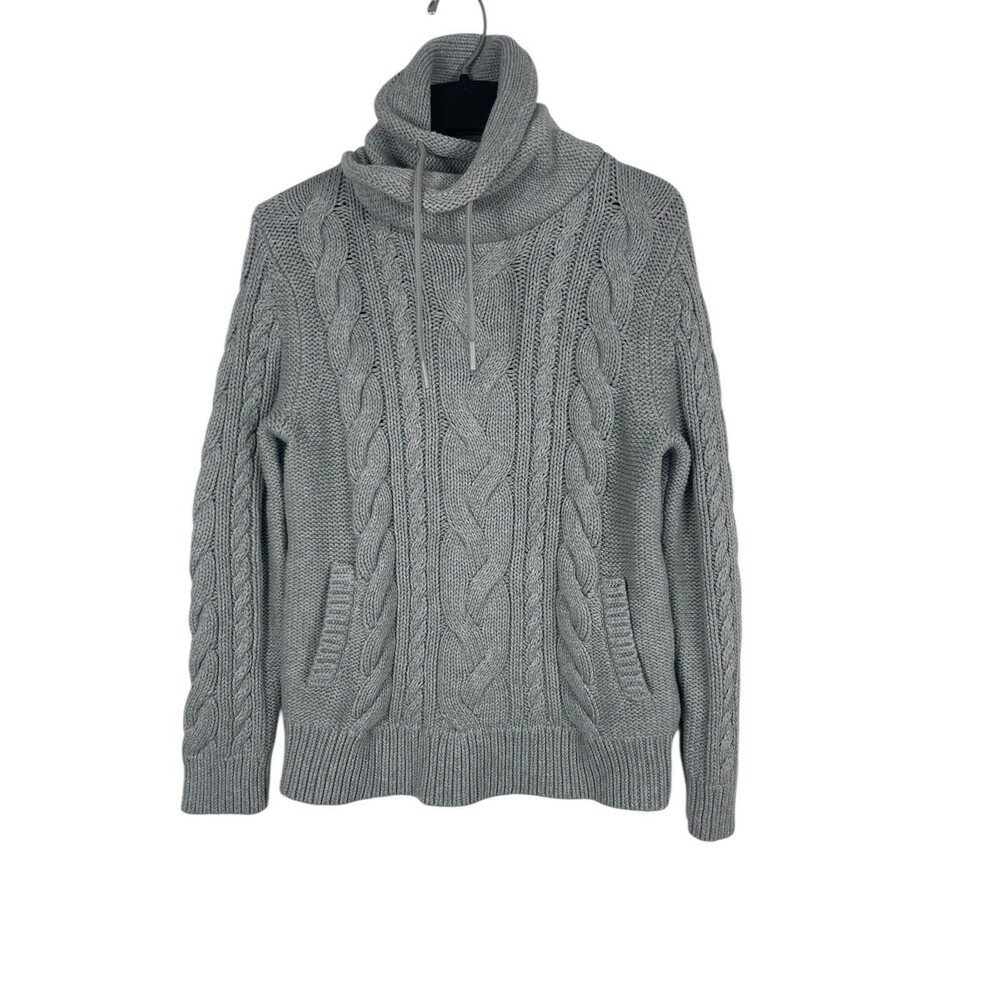 L.L. Bean Cable Knit Cowl Neck Sweater Chunky PS Cozy Outdoor Heavy Heritage